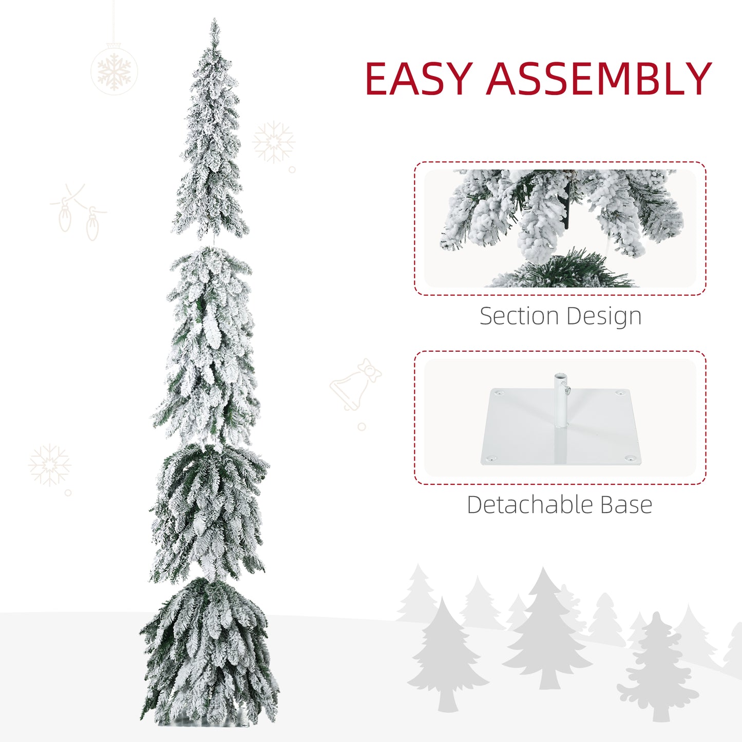 7ft Slim Artificial Christmas Tree with LED Lights
