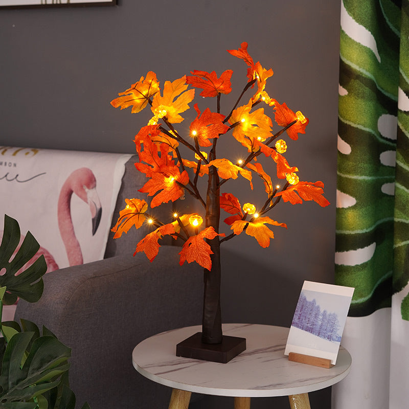 LED Thanksgiving Maple Leaf Pumpkin Scene Decorative String Lights