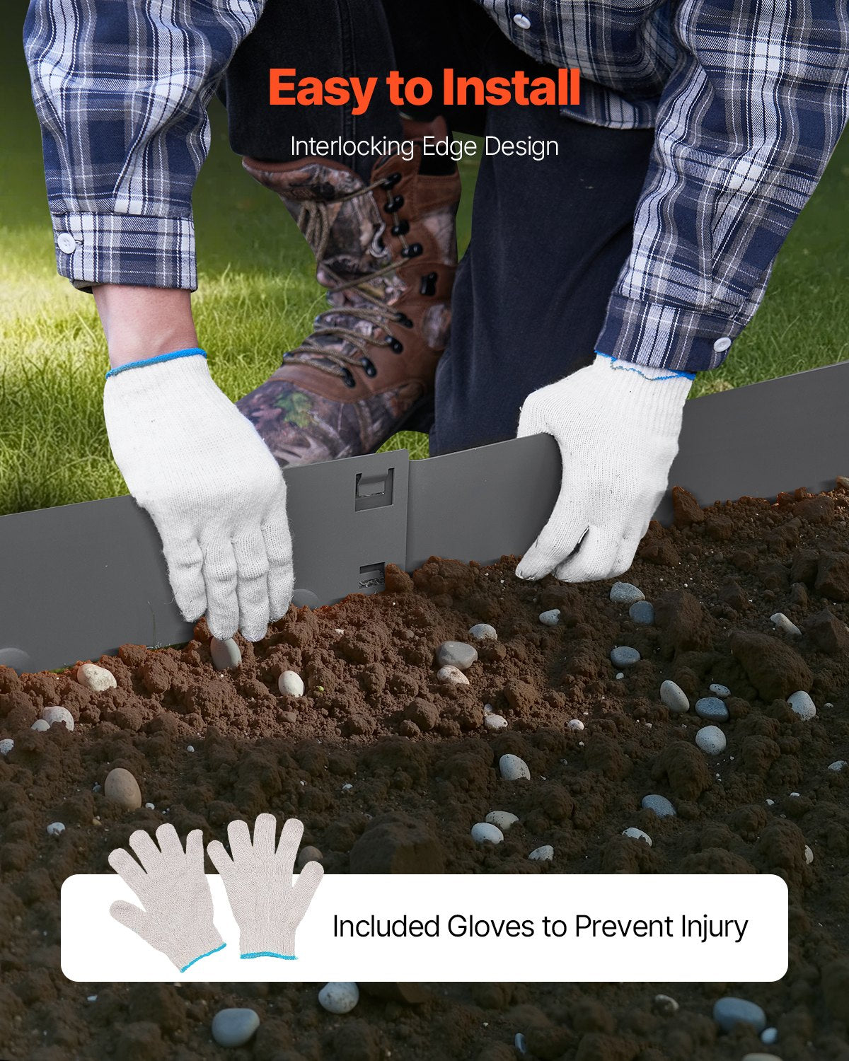 Rust-Resistant Steel Landscape Edging 5 Pack - 39x4in Garden Border, Dark Gray