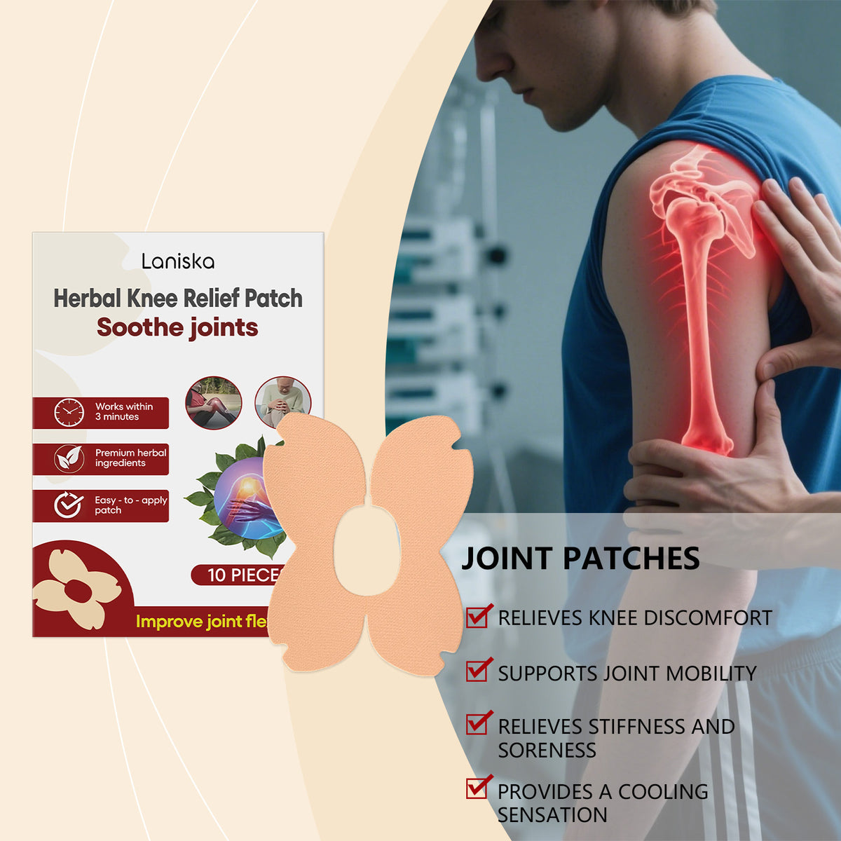 Herbal Moxa Joint Care Adhesive Patch - 10 Pieces