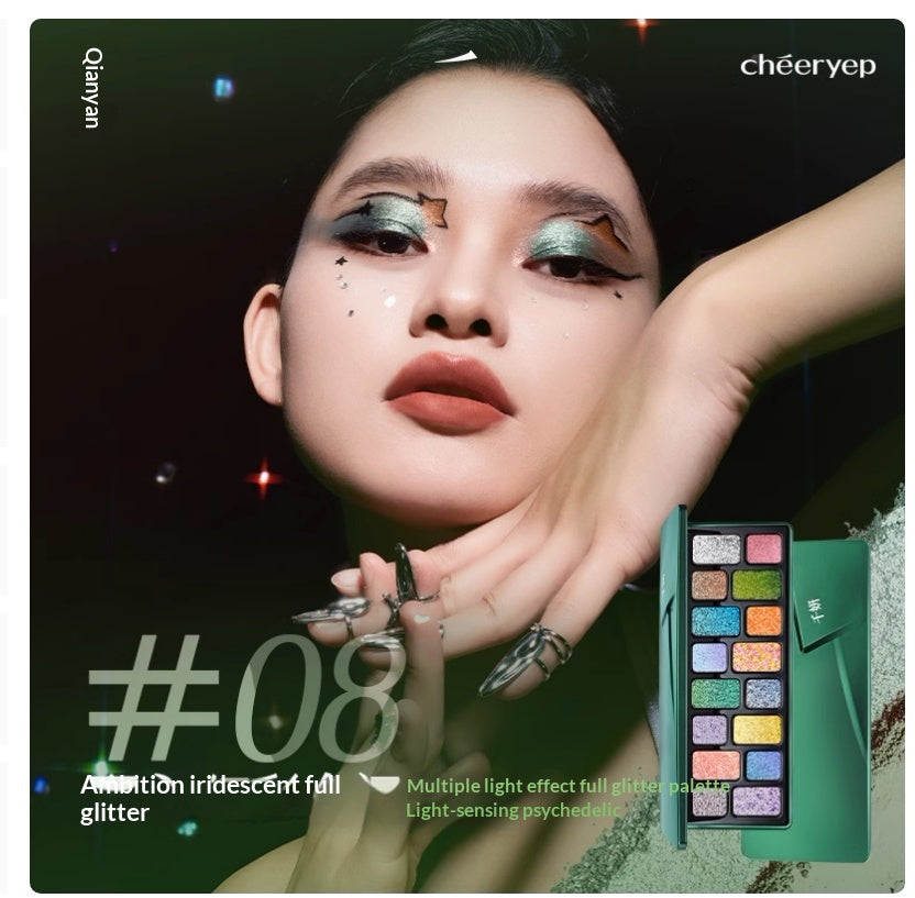 16-Color Eyeshadow Palette Matte and Shimmer Finishes for Makeup and Cosplay