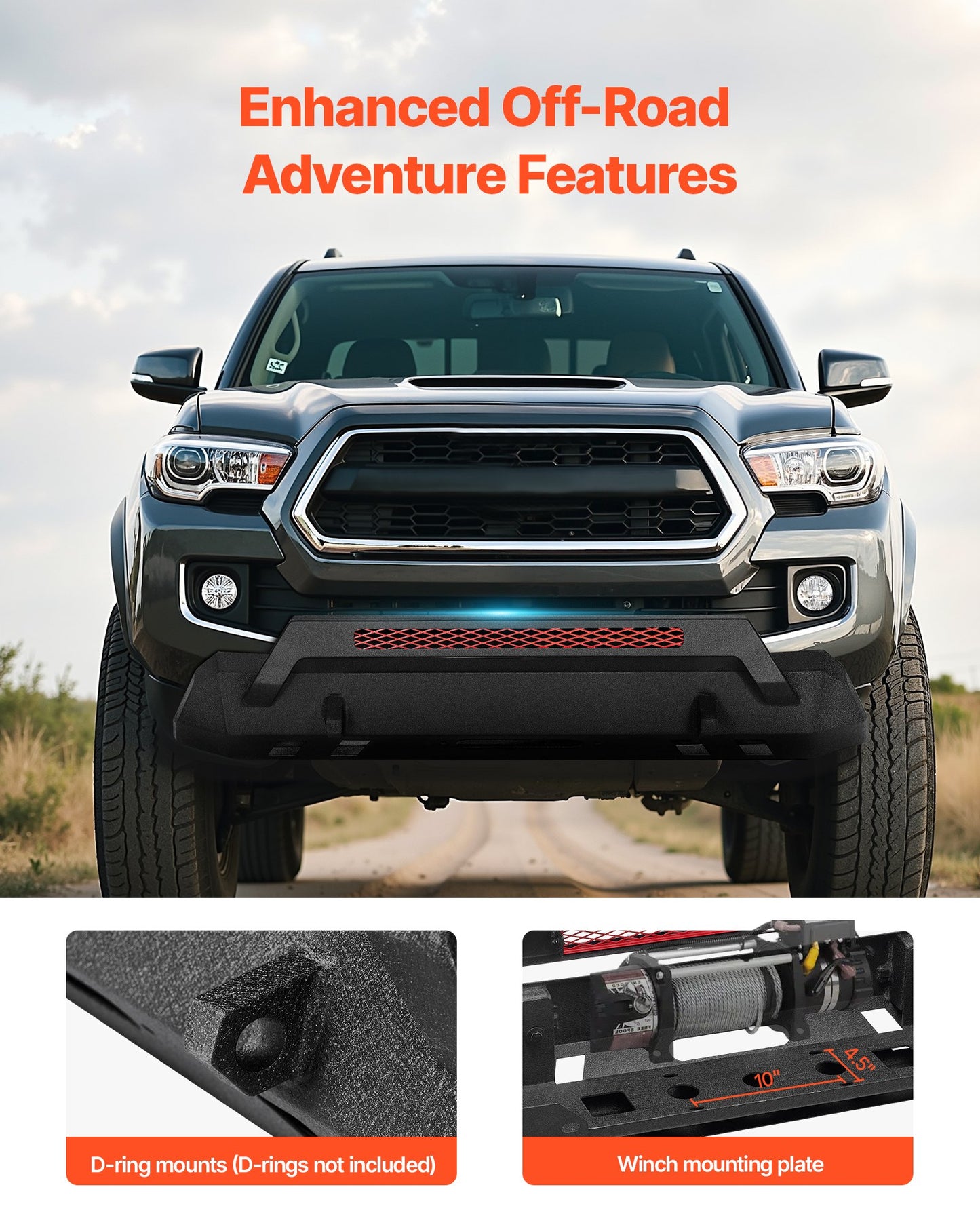 Front Bumper for 2016-2023 Toyota Tacoma Custom Fit Off-Road Protection
