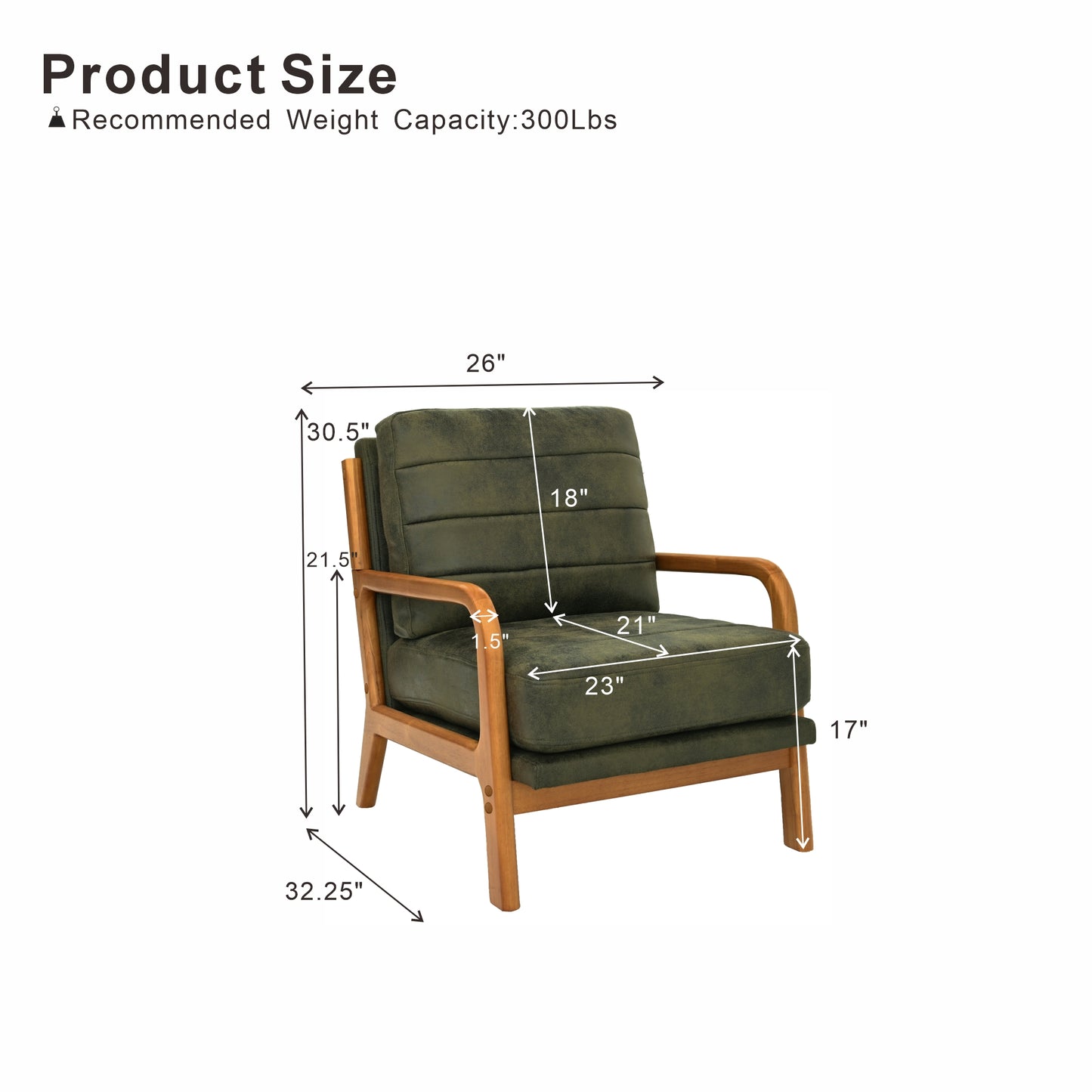 Mid-Century Modern Olive Green Fabric Armchair