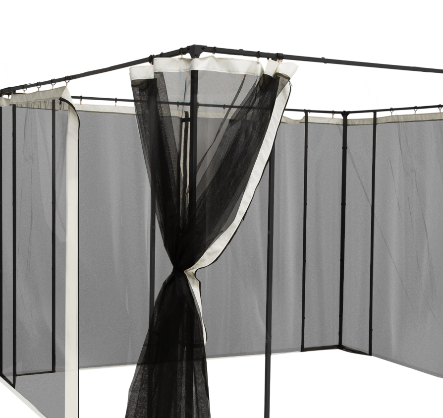 10x10 Canopy Tent with Netting - Black, Washable Sidewall