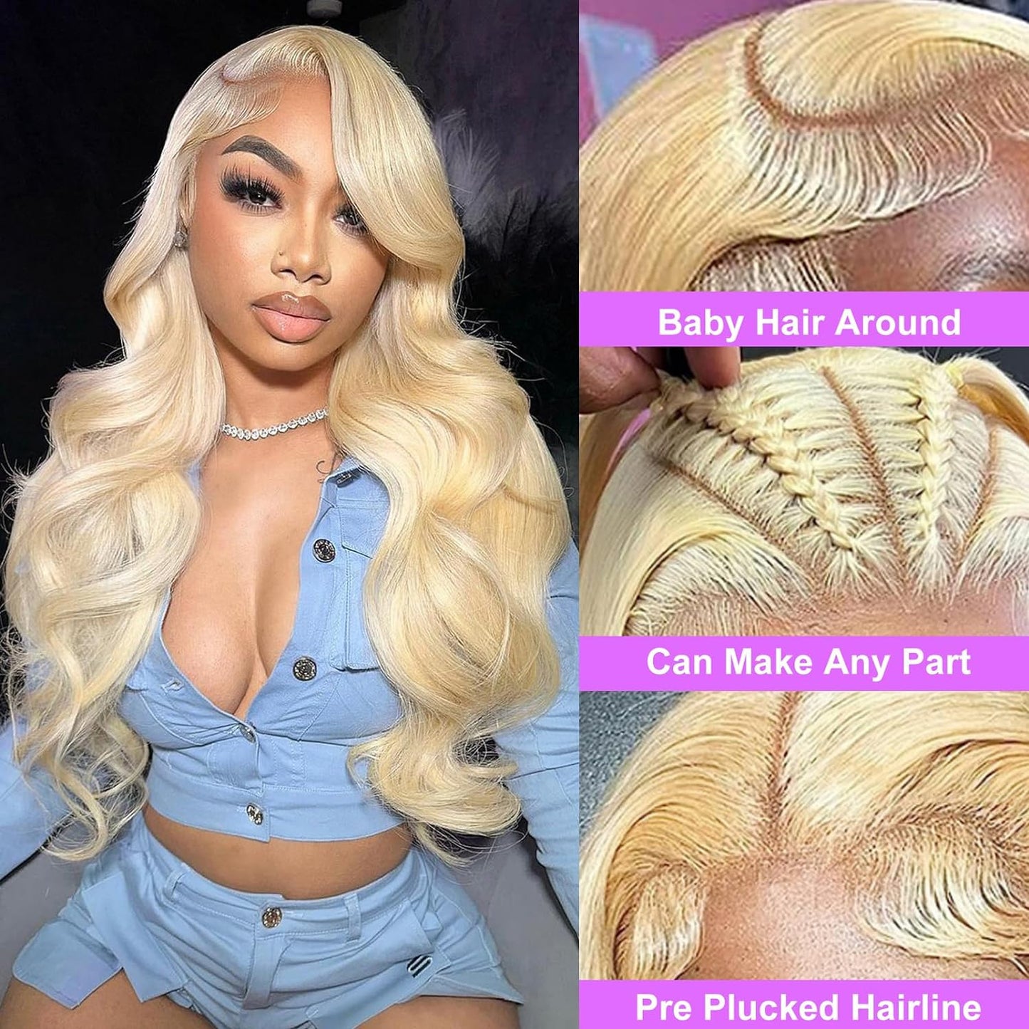 LACE Frontal Wig 13x4 Straight Human Hair 613 Blonde - All Variants