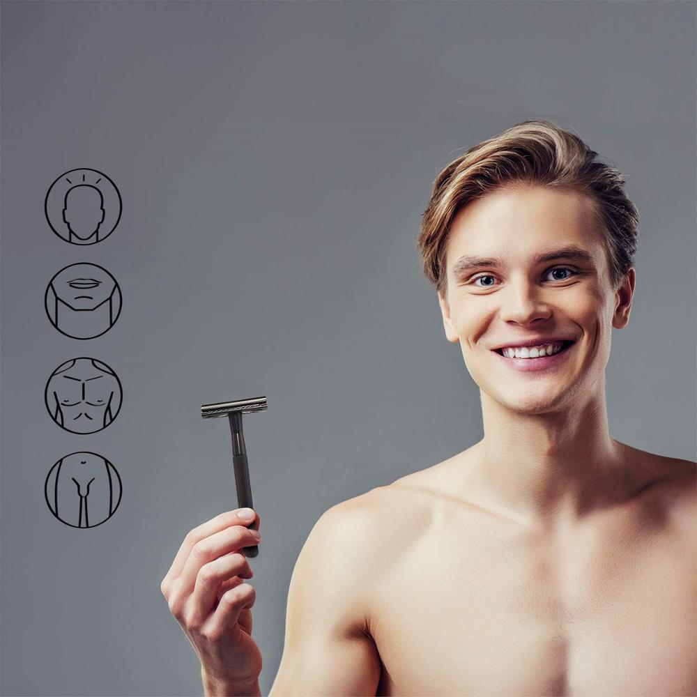 Manual Safety Razor with 5 Blades & Shower Towels