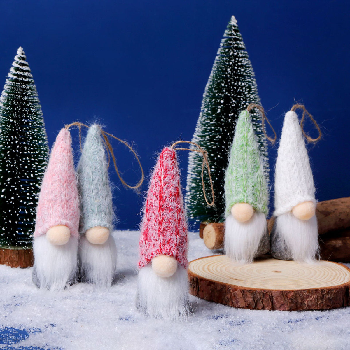 Christmas Wool Faceless Plush Doll Ornaments Set of 10 - Holiday Decor