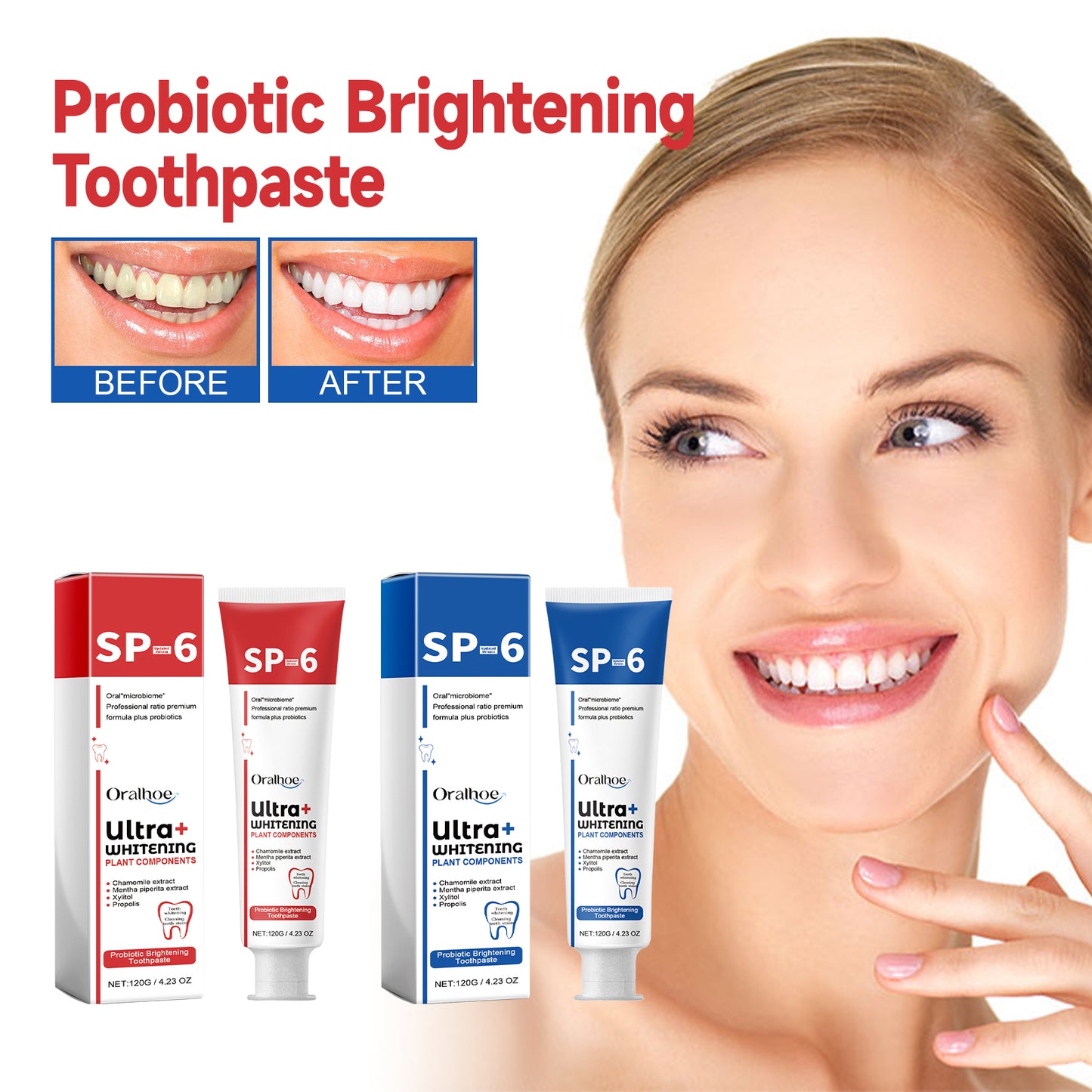 Probiotic Whitening Toothpaste 120g Blue Edition - Deep Clean & Brighten Teeth