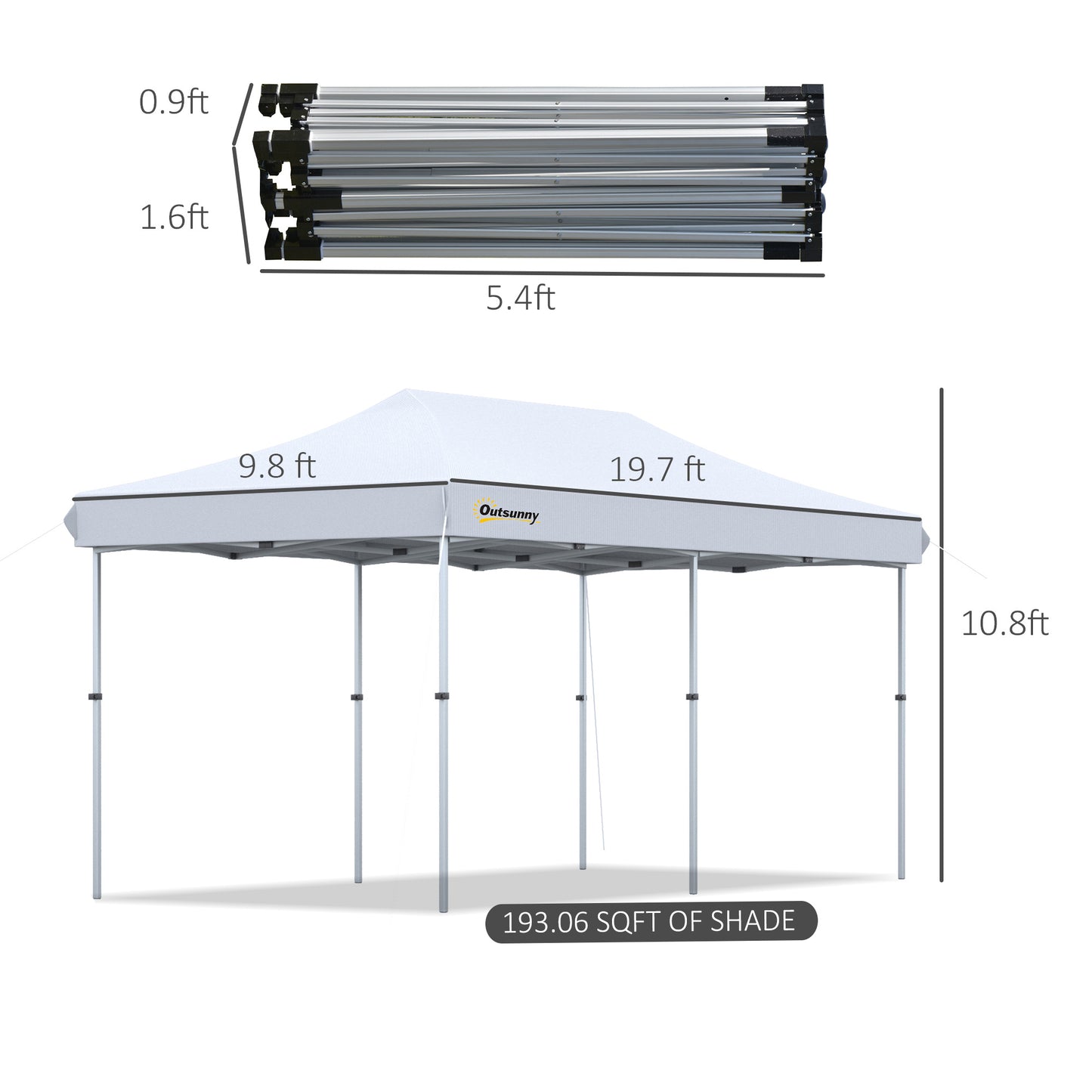 10x20 Pop Up Canopy Tent with Adjustable Height & Wheeled Bag