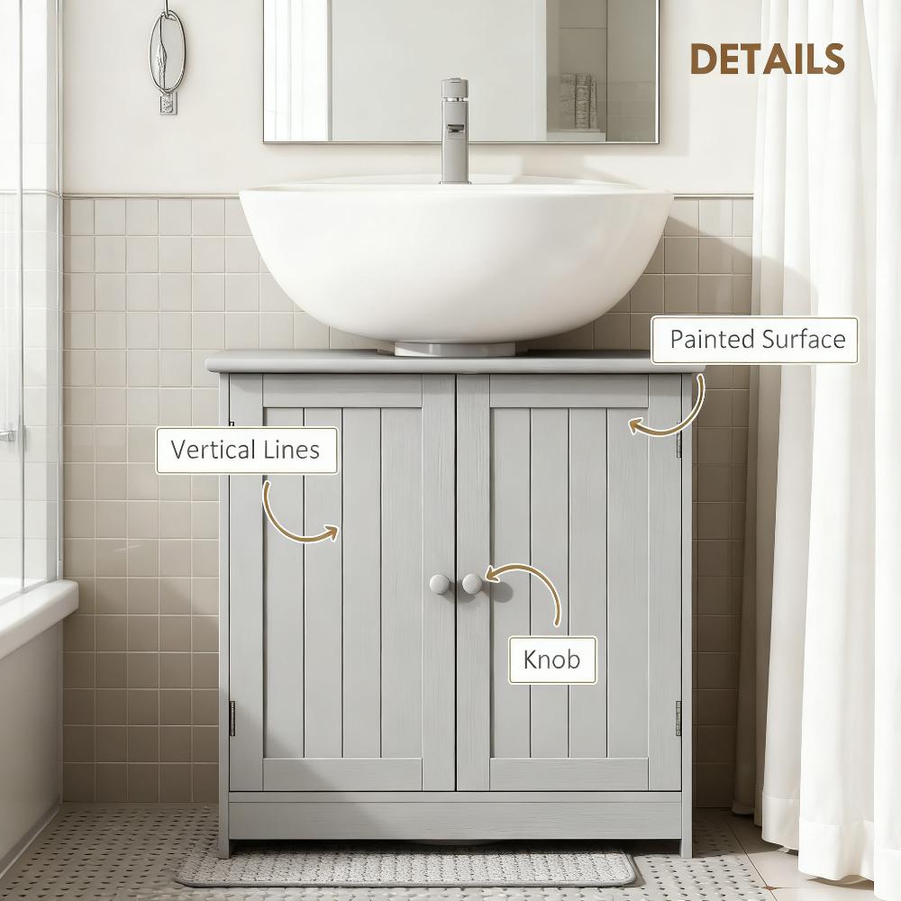 Under Sink Bathroom Vanity Cabinet - Light Gray MDF