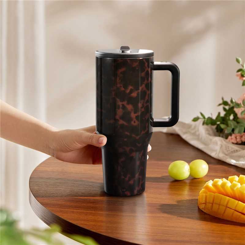 304 Stainless Steel Insulated Travel Mug with Handle and Straw