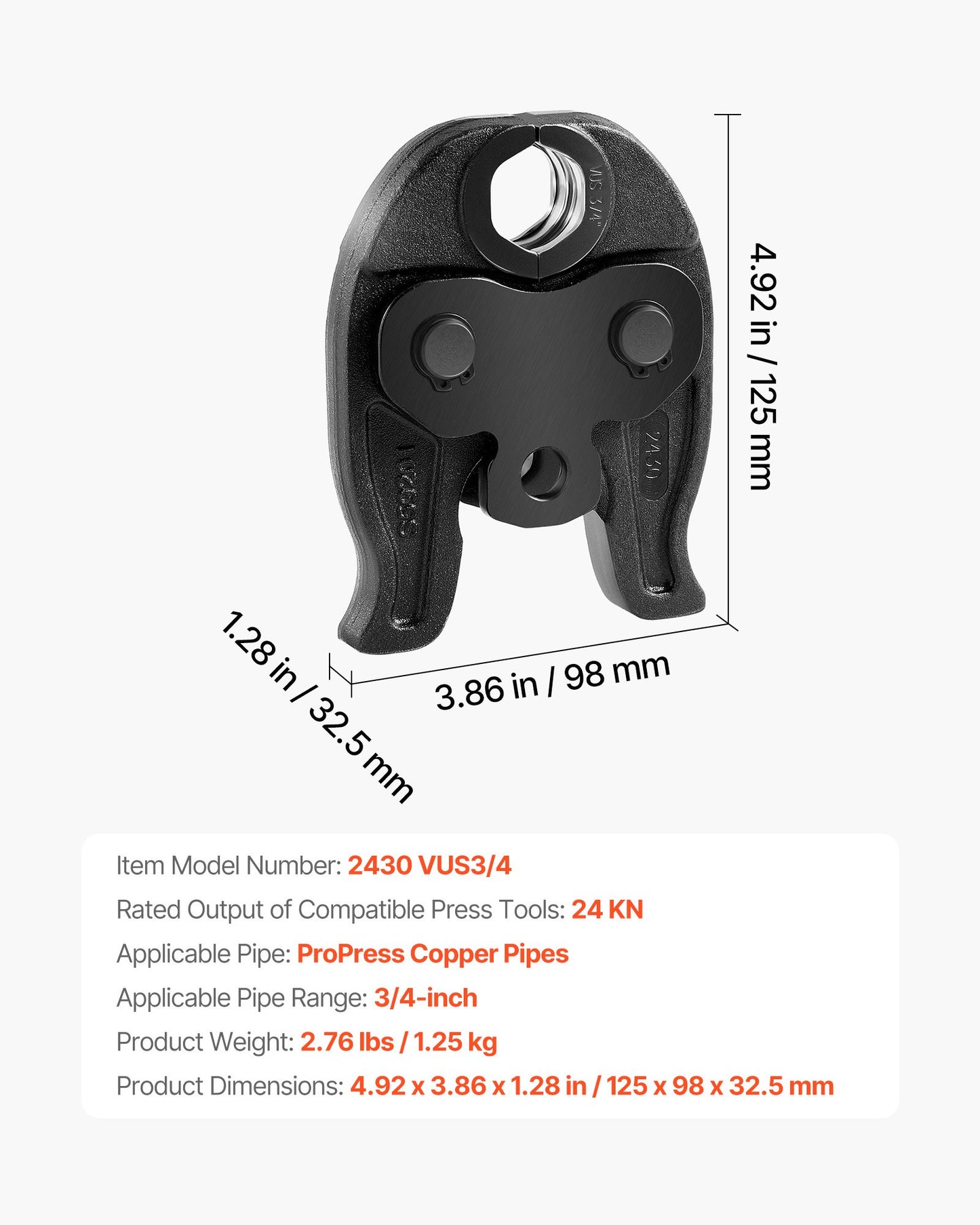3/4 Inch ProPress Jaw for Compact Press Tools, Hardened Steel Fitting Tool