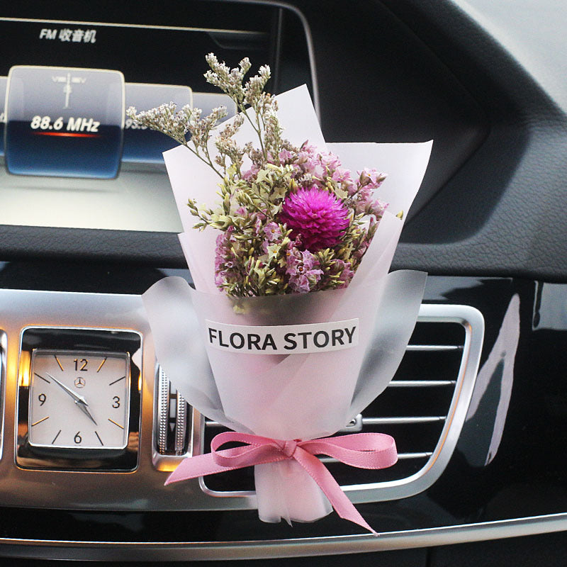 Decorative Dried Flowers Air Outlet Car Freshener - Colorful Aromatic Bouquet