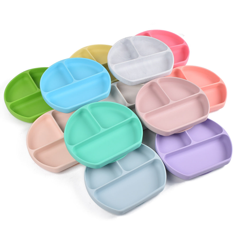 Silicone Solid Color Baby Tableware Set - Child Safe Dinnerware Kit