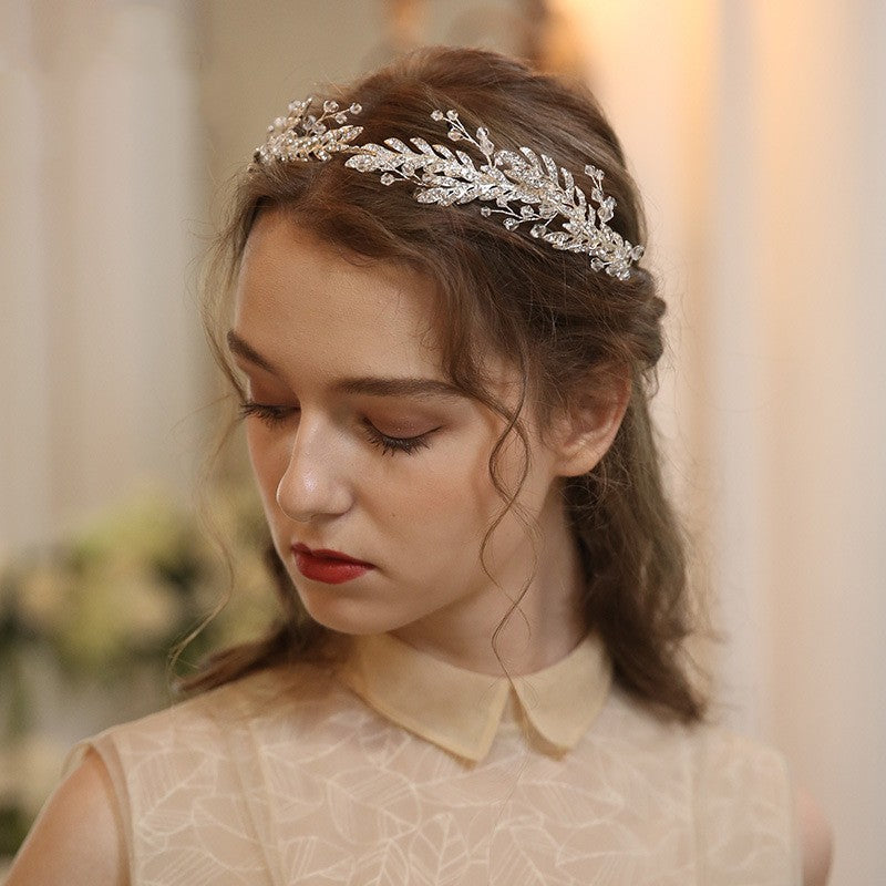 Silver Crystal Rhinestone Crown Headband