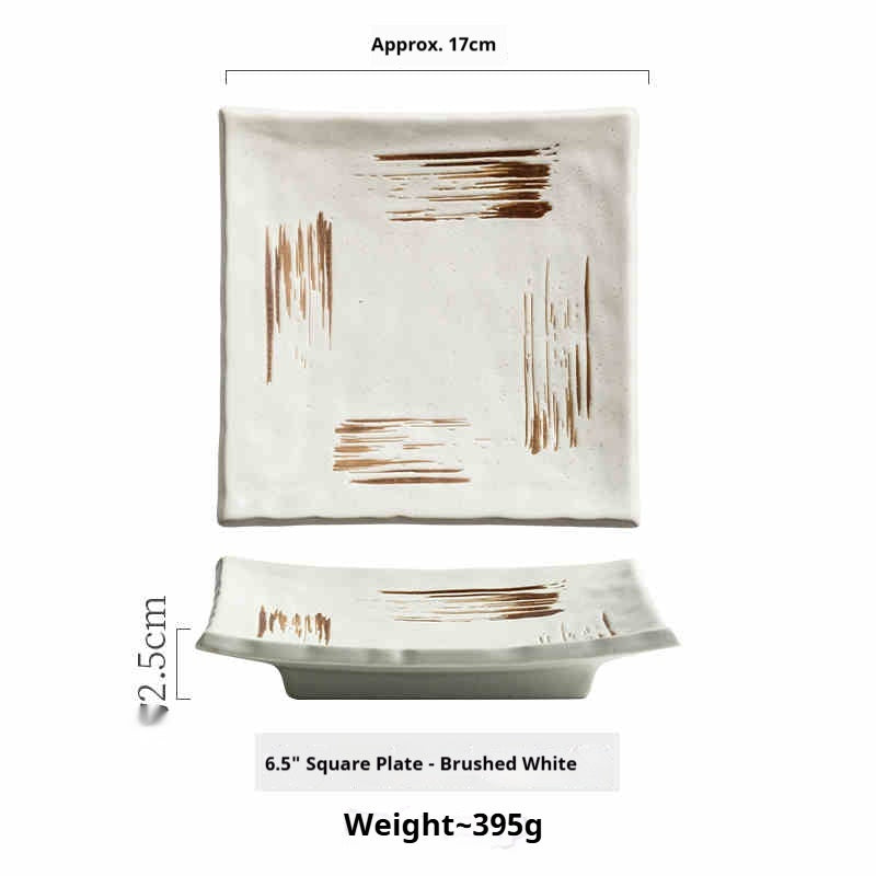 Ceramic Snack Dish 6.5-inch Square Home Kitchen Storage - Black & White