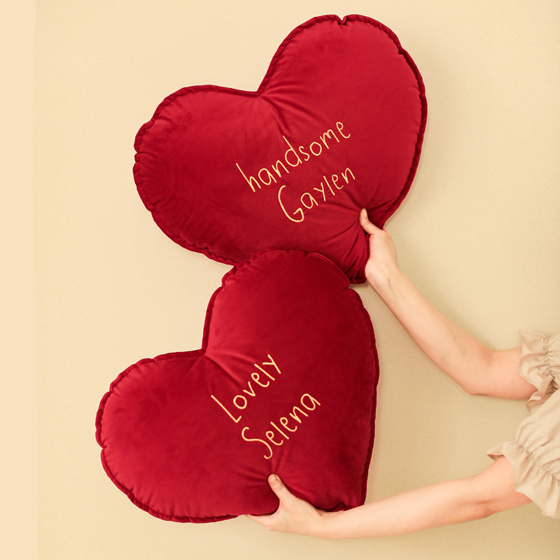 Red Embroidered Love Pillow Cushion Home Decor or 1PC