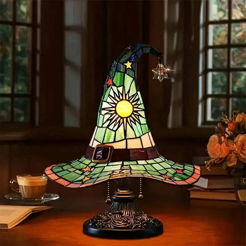 Gothic Witch Hat Lamp - USB Stained Resin Light for Parties