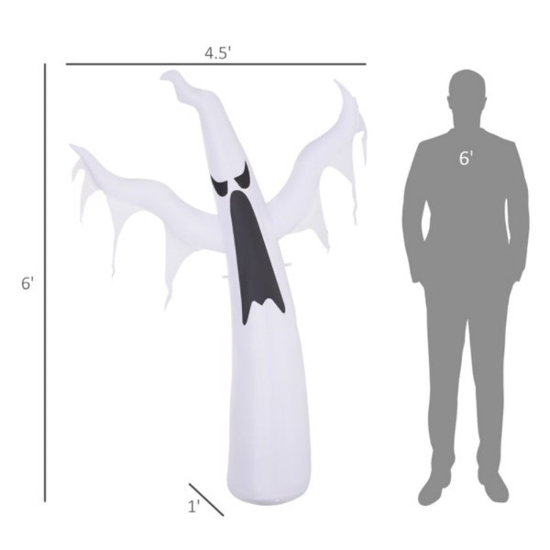6-Foot Inflatable White Ghost Decoration for Halloween