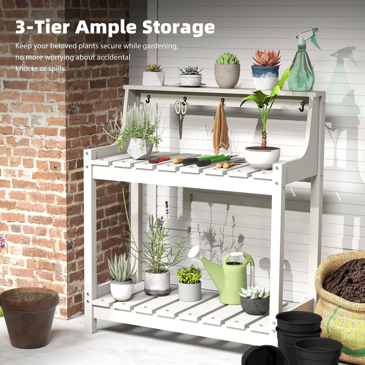 Potting Benches For Outside, HDPE Garden Table All Weather, Outdoor
