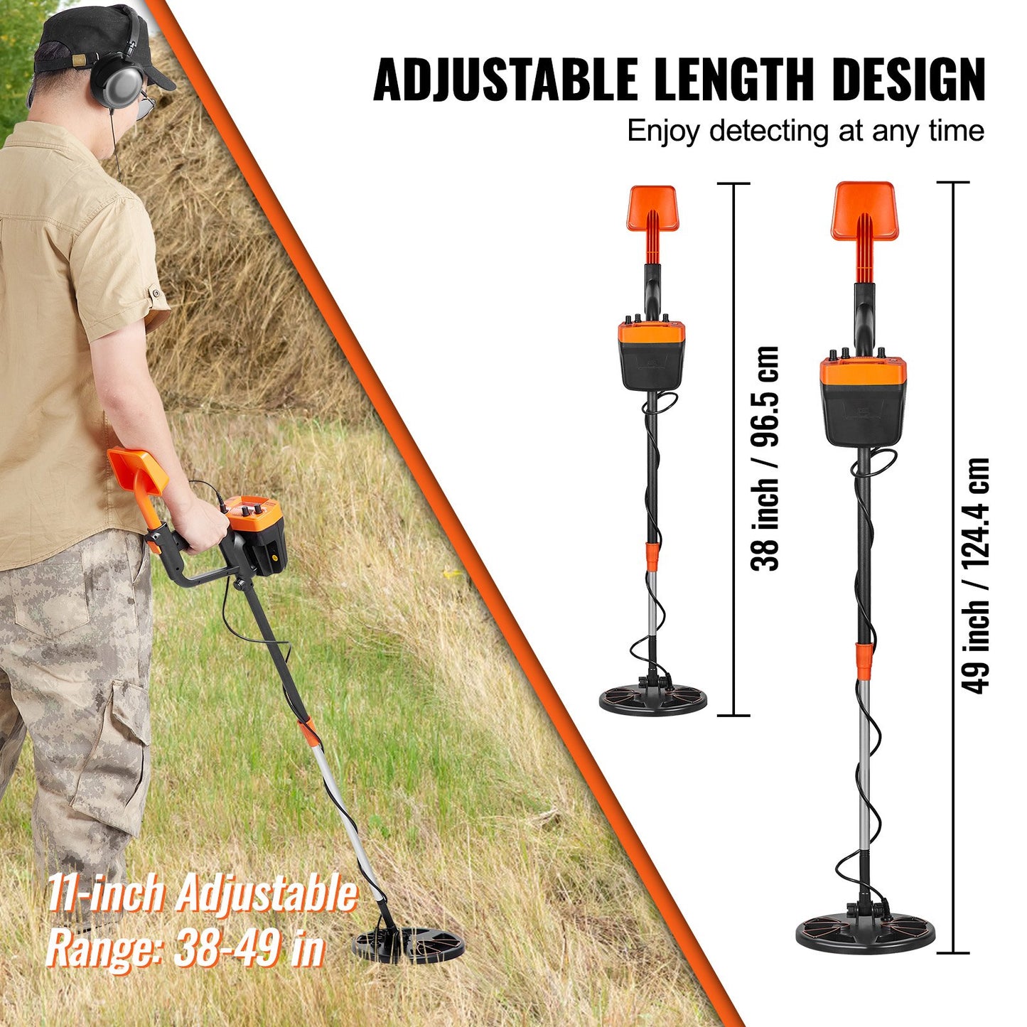 Waterproof Metal Detector for Adults & Kids - 8 Inch Search Coil, Adjustable Gold Treasure Finder, Lightweight Aluminum Stem, Multicolor