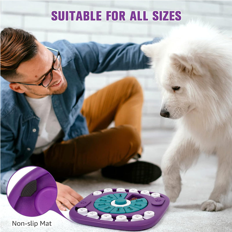 Interactive Dog Puzzle Toy Treat Dispenser for Large Medium Small Dogs - Purple
