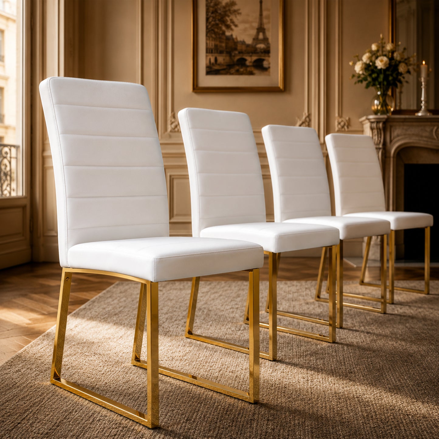 4-Pack - Heavy-duty Chairs Set 2.1 Thick Cushion, Iron Frame, Perfect