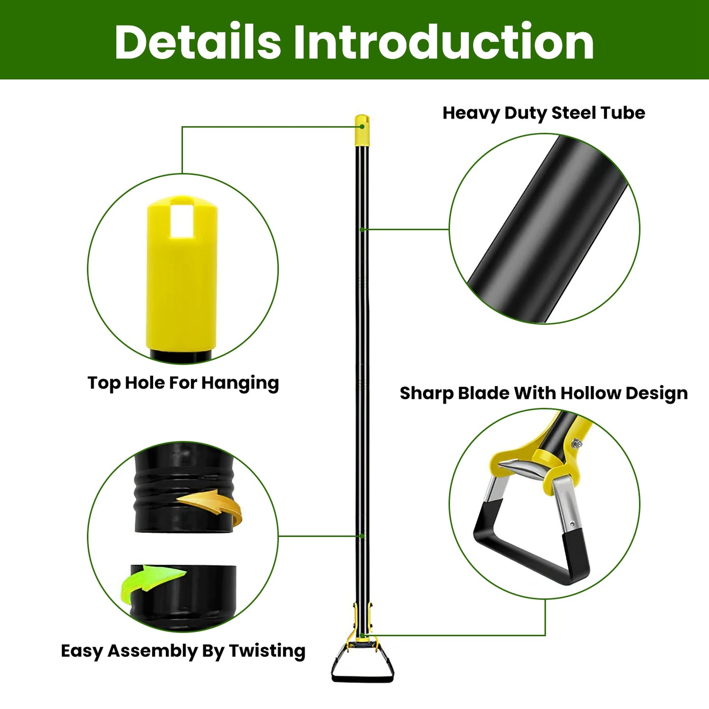 Adjustable Garden Hoe Handheld Stirrup Weeding Cultivator with Extendable Length