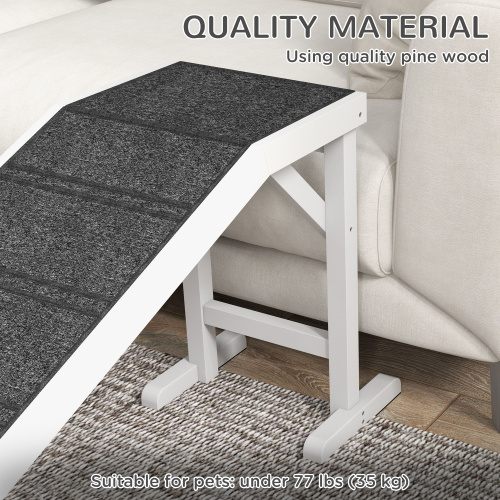 Wooden Dog Ramp with Non-Slip Carpet and Top Platform - 74 Inch Pet Steps