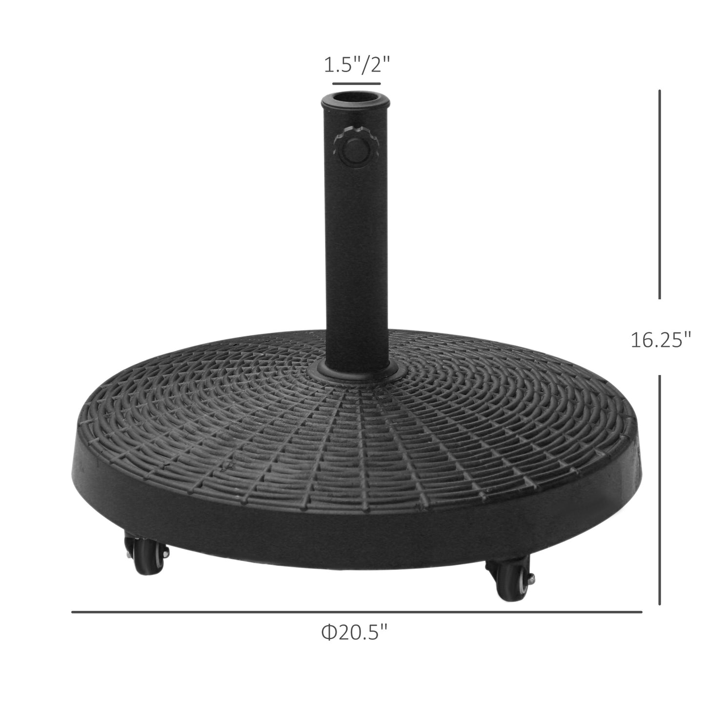 Heavy Duty Umbrella Stand - 20.5" Patio Base for 1.5" & 2" Poles - Black