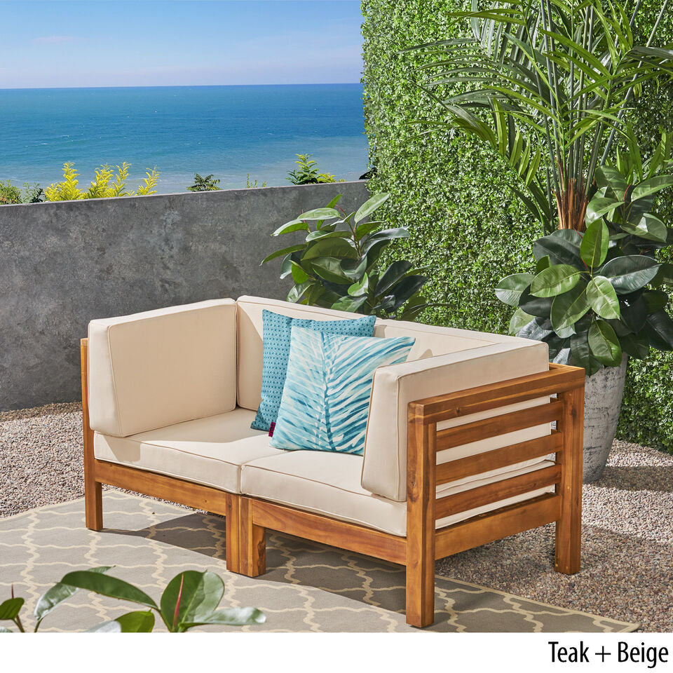 OANA 2-Piece Loveseat Set - Beige Acacia Wood