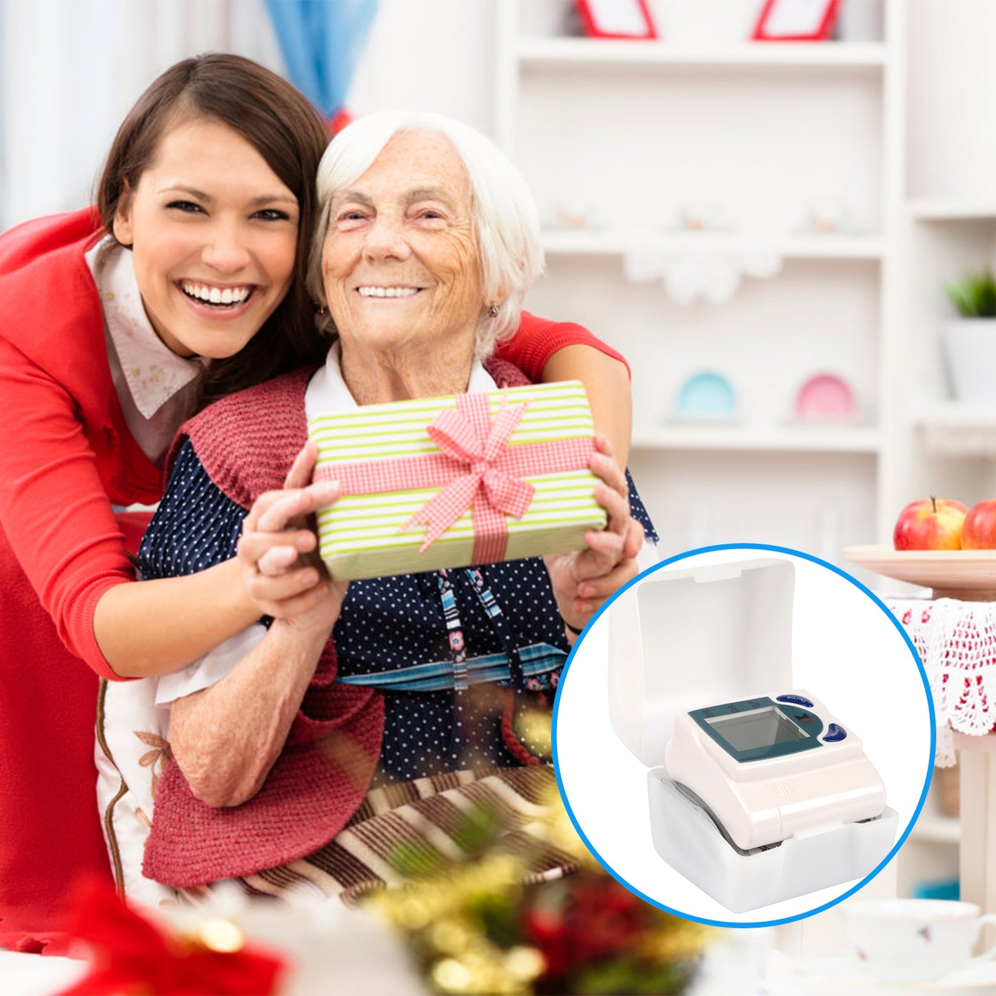 Digital Wrist Blood Pressure Monitor with Large LCD Screen and 60 Memory Slots - White