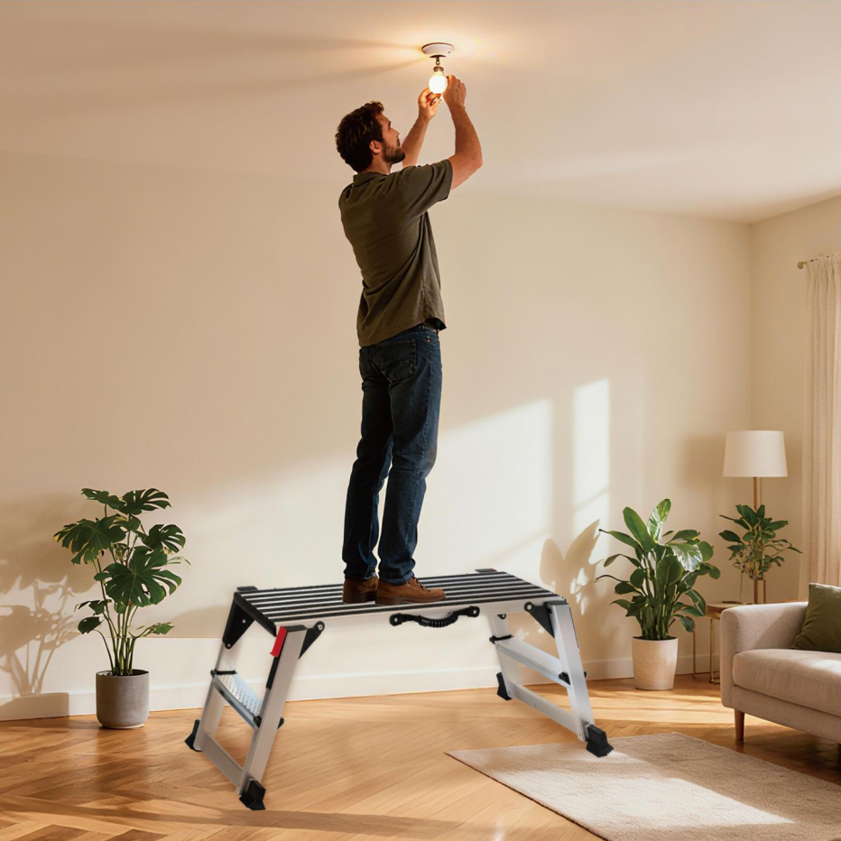 Heavy Duty Aluminum Folding Work Platform - 660 Lb Load Capacity for Painting, Cleaning, Vehicle Washing