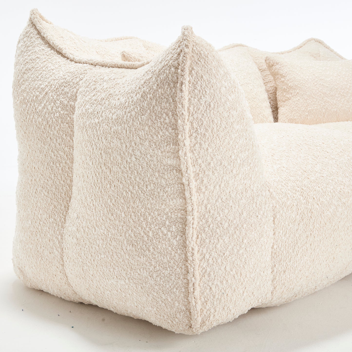 Soft Chenille Beanbag Chair for Two - Beige Recliner Sofa