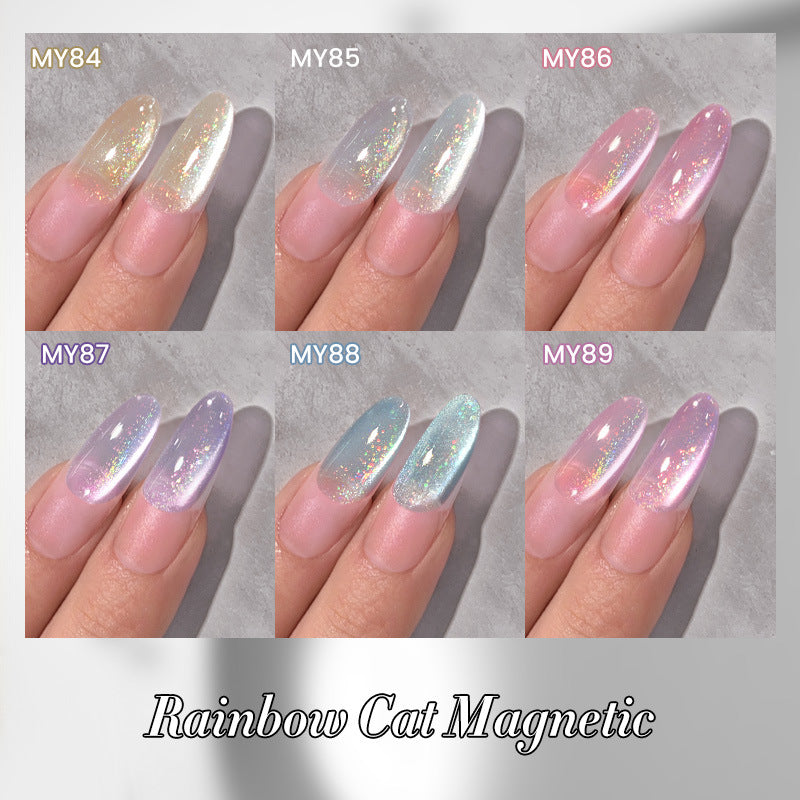 Cat-Eye Gel Polish Set - Rainbow Sparkle Glitter (10G)
