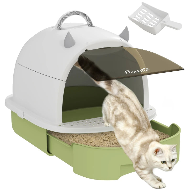 Covered Cat Litter Box with Lid, Scoop & Deodorizing Bags - Odor Control & Privacy