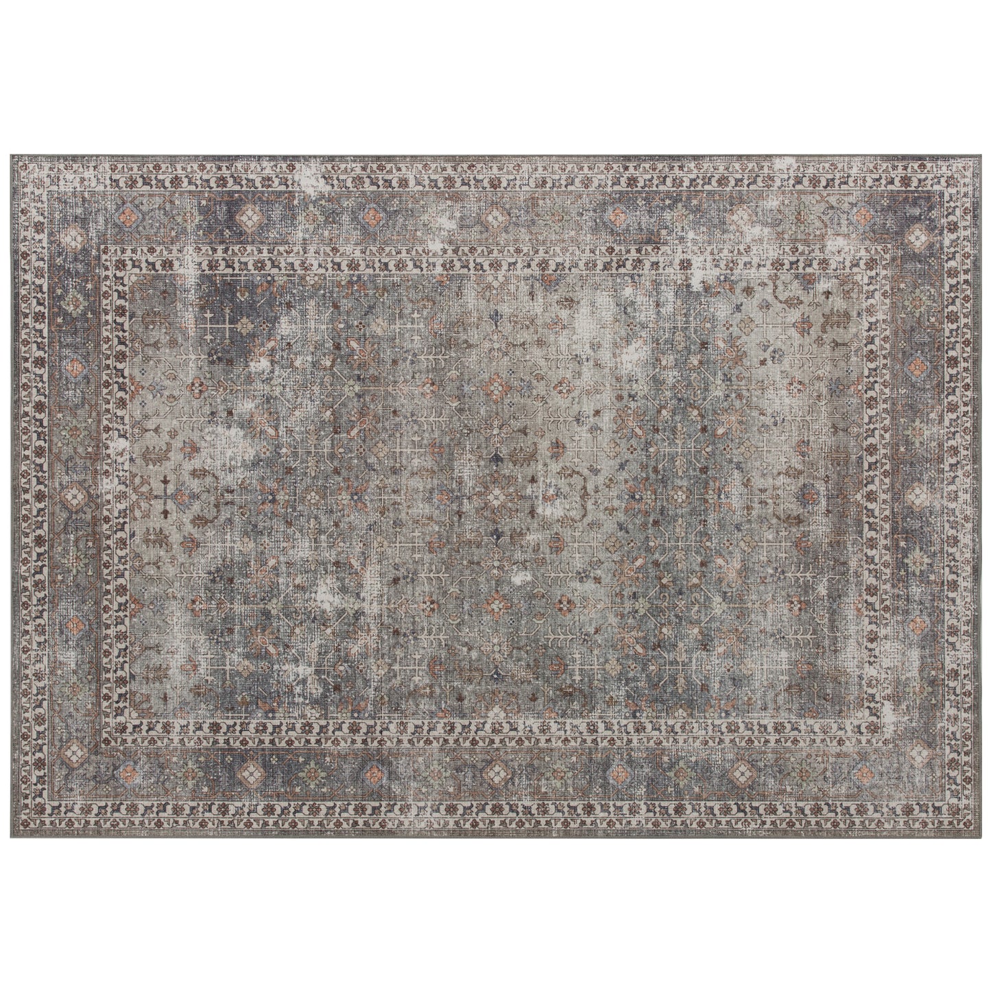 Machine Washable Non-Slip Area Rug 5x7 - Dark Mixed-Brown