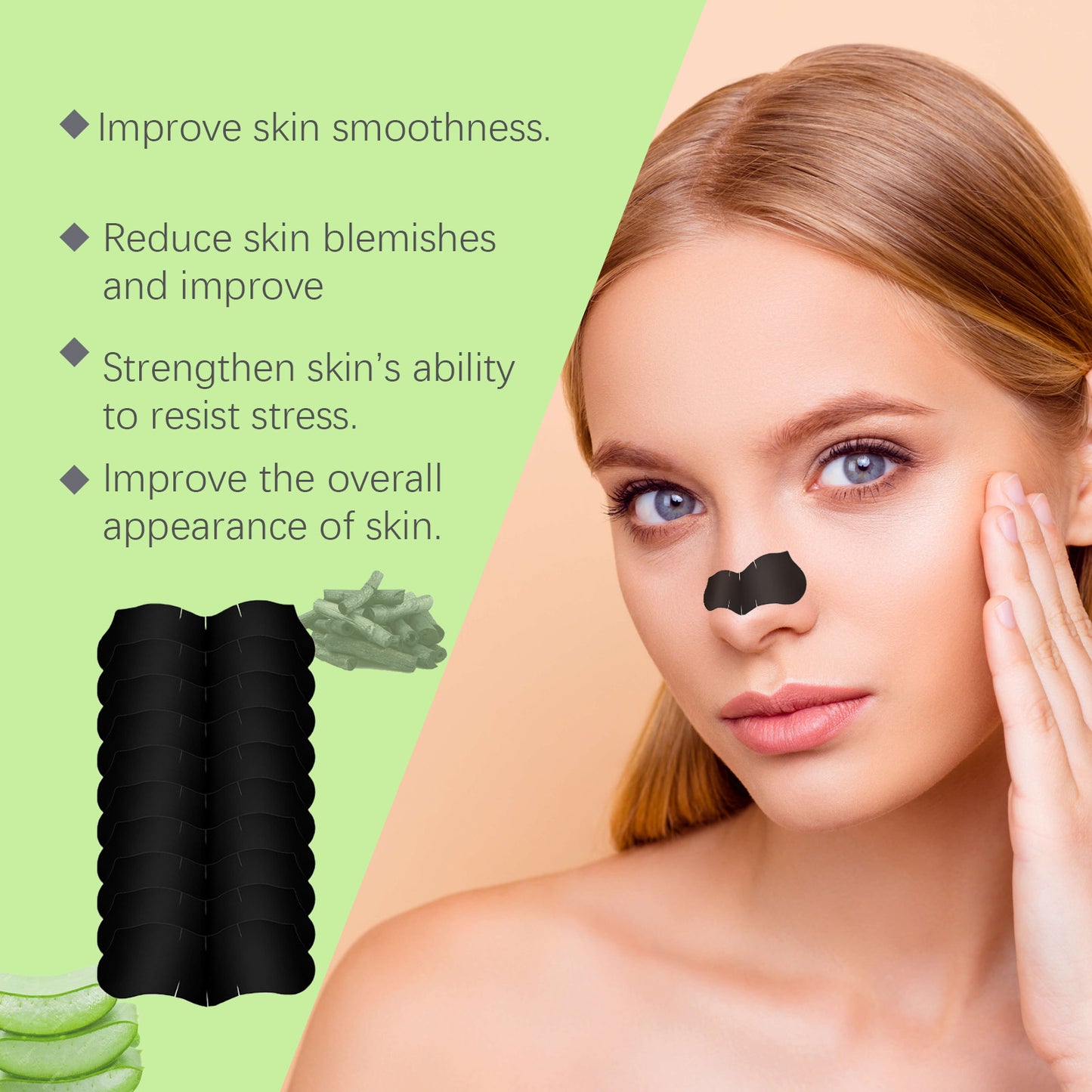 Bamboo Charcoal Blackhead Nose Pore Strips - 24 Piece Deep Cleansing Set