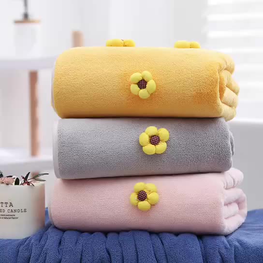 Bath Towel Gift Set - Coral Velvet Large & Hand Towels for Bathroom