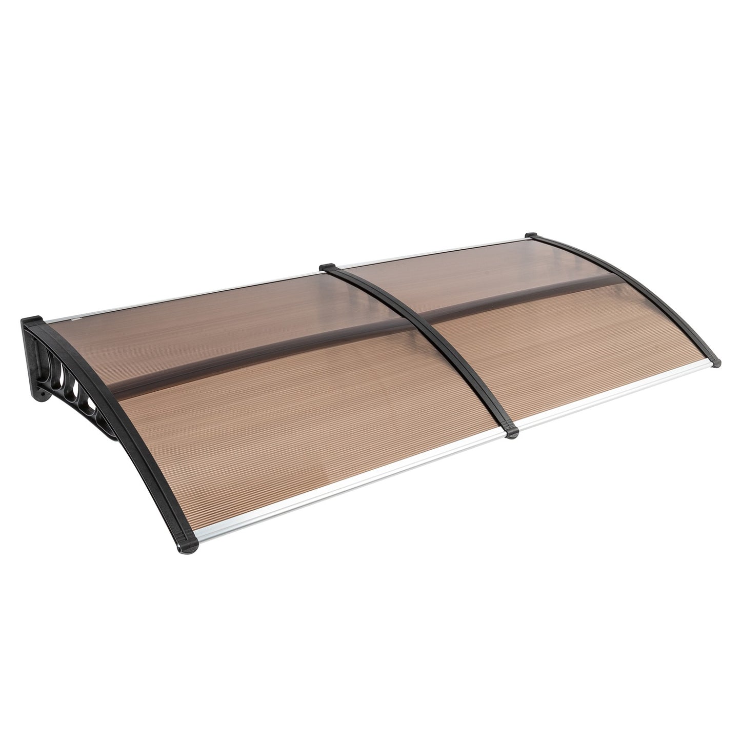 80x38in Outdoor Door Window Awning with Brown Polycarbonate Panel & Black Bracket - Rain Snow Sun Shade Cover, Durable 10-Year