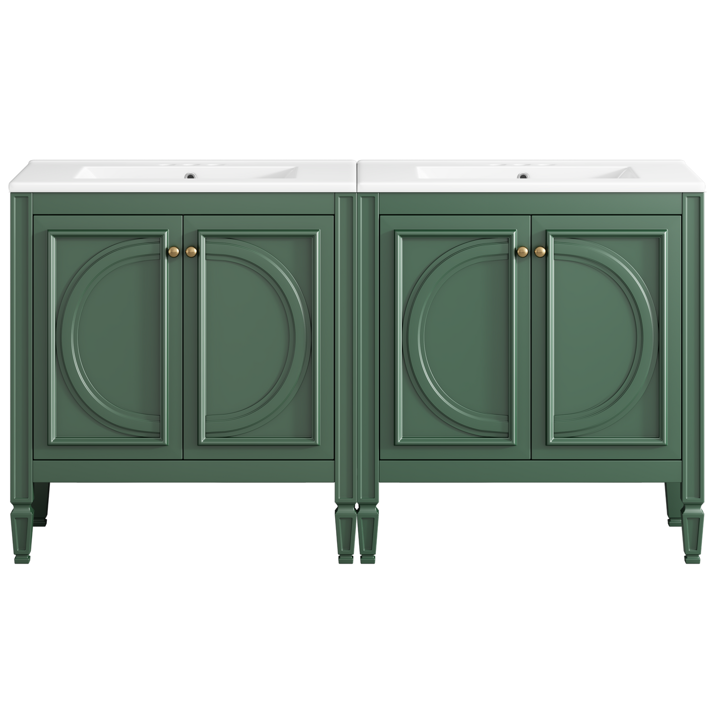 60" Green Bathroom Vanity Set with Double Sinks & Storage