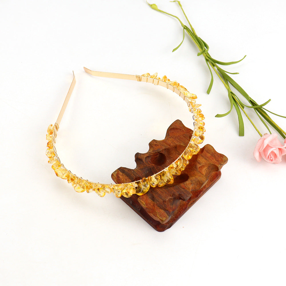 Crystal Natural Stone Headband - 6cm Wide