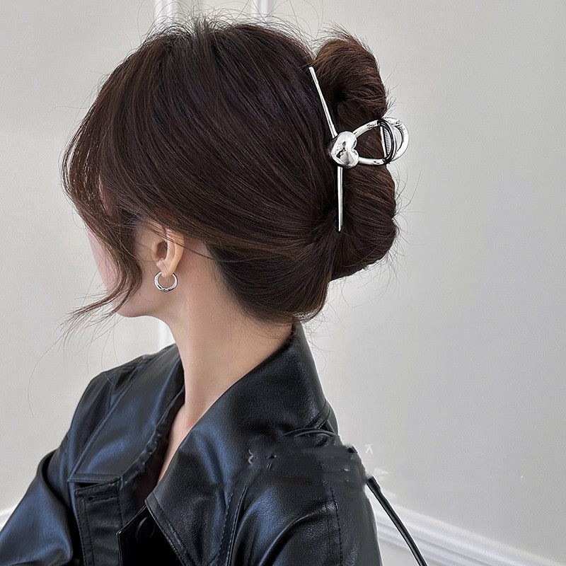 Metal Love Hair Clip - Silver & Gold Plating