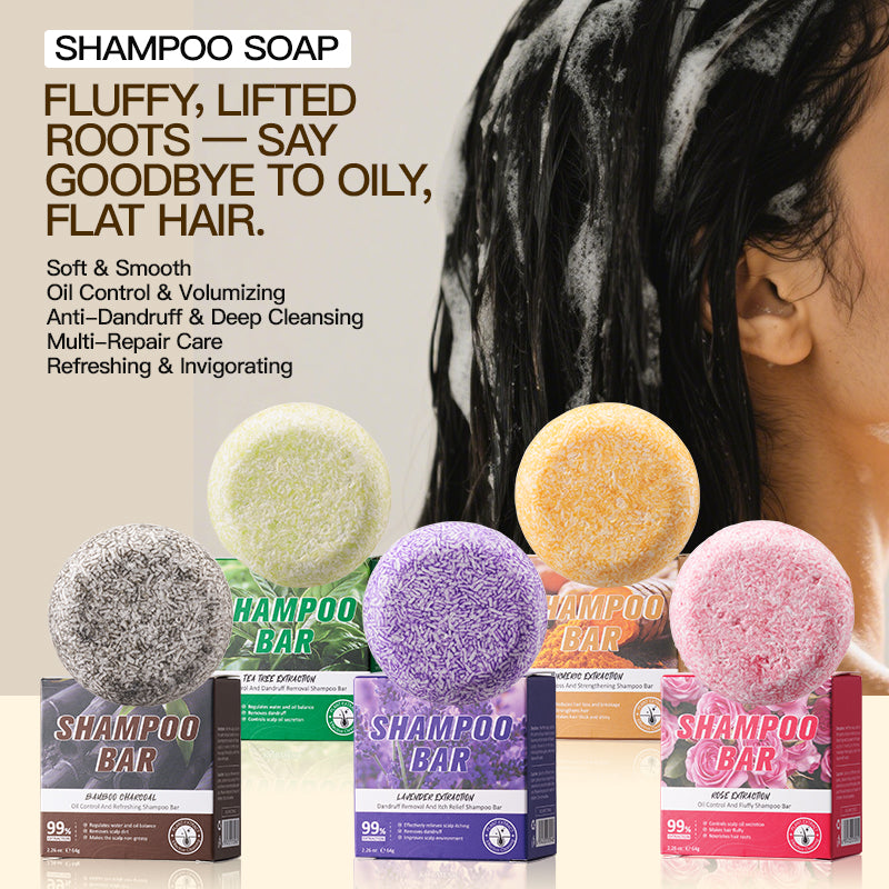 Bamboo Charcoal Oil Control Shampoo Soap 64g - Refreshing Hair Care for Oil-Free Scalp