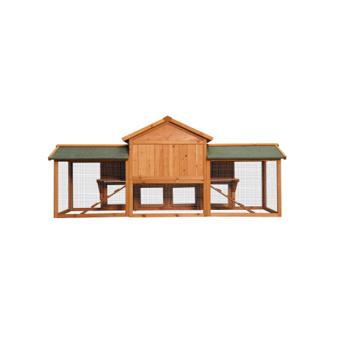Extra-Large Rabbit Cage with 2 Running Spaces, Removable Tray, Waterproof Roof - Small Animal Habitat