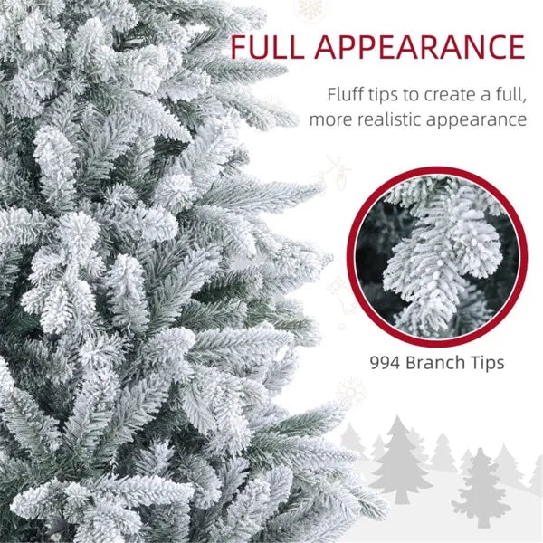 6ft Snow Flocked Christmas Tree with Metal Base