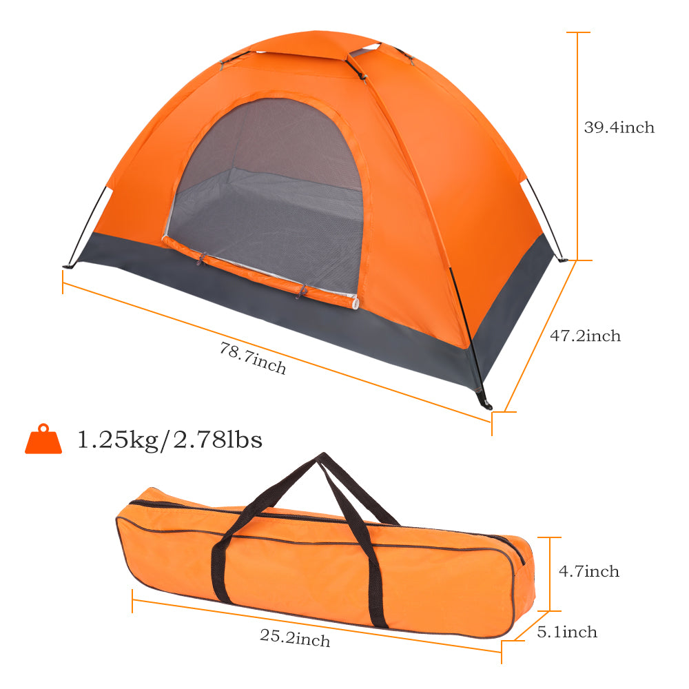 1-Person Waterproof Orange Camping Dome Tent - Quick Setup