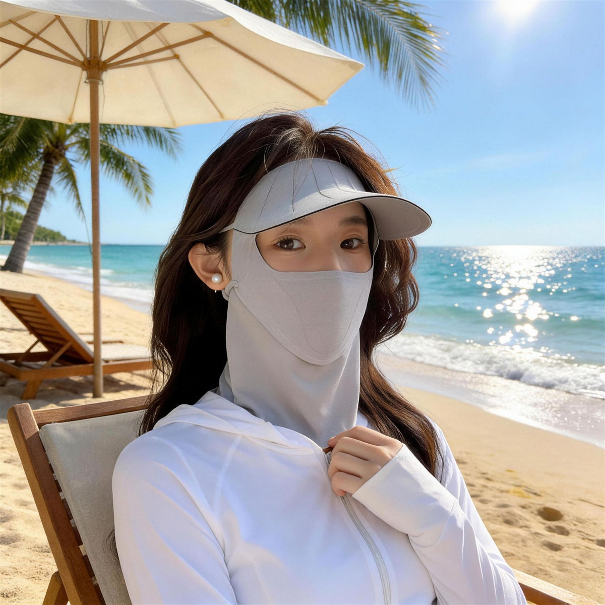 Women's Sun-Protective Face Mask with Extended Visor