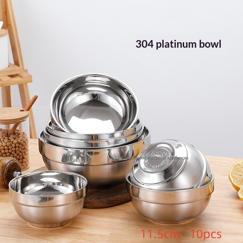 Children's Double-Layer Insulated Stainless Steel Rice Bowl 11.5cm 10pcs