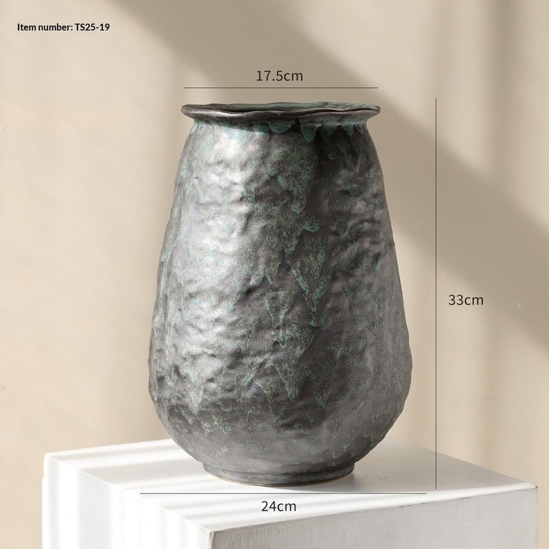 Modern Chinese Ceramic Vase - Short Style Green Flower Vase